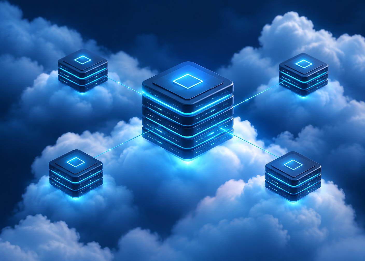 Illustration of connected cloud servers